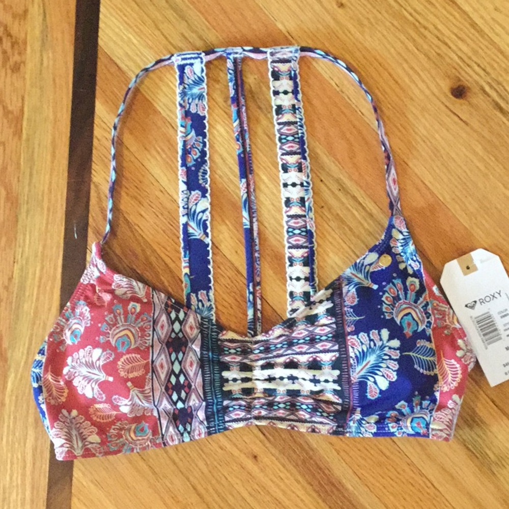 Roxy bohemian vibes athletic tri bikini top med